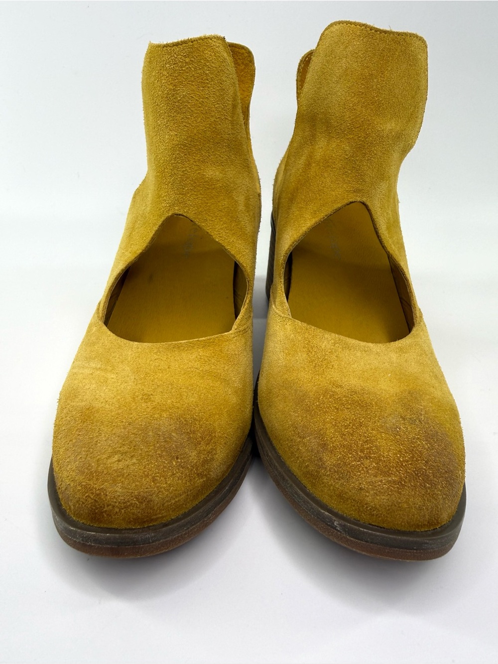 Antelope N47 Cage Mustard Suede Block Heel Booties 37/6-6.5 US - Picture 6 of 16